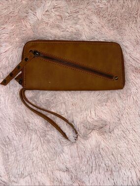 Free People tan zip-around leather wallet
